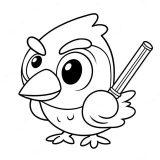 Cheerful Angry Bird With Lightsaber Coloring Page 52754-42109