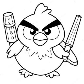 Cheerful Angry Bird With Lightsaber Coloring Page 52754-42110