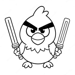 Cheerful Angry Bird With Lightsaber Coloring Page 52754-42111