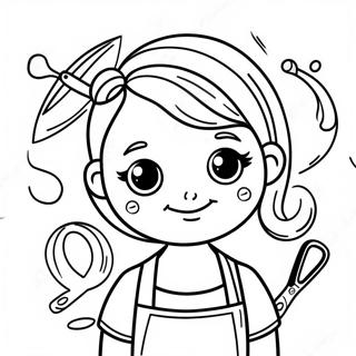 Cute Hairdresser With Scissors Coloring Page 52804-42151