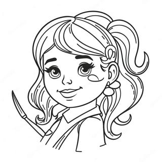 Cute Hairdresser With Scissors Coloring Page 52804-42152