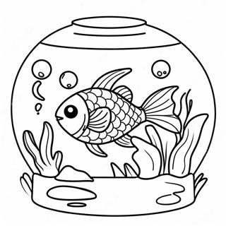 Cute Fish Swimming In Tank Coloring Page 52824-42162