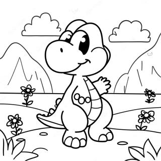 Yoshi In A Colorful Landscape Coloring Page 52924-42246