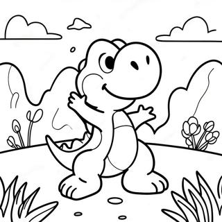 Yoshi In A Colorful Landscape Coloring Page 52924-42247