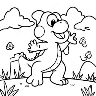 Yoshi In A Colorful Landscape Coloring Page 52924-42248