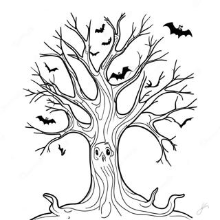 Spooky Bare Tree With Bats Coloring Page 52944-42262