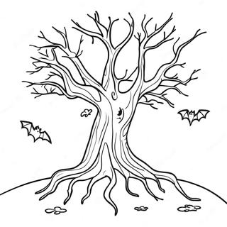 Spooky Bare Tree With Bats Coloring Page 52944-42263