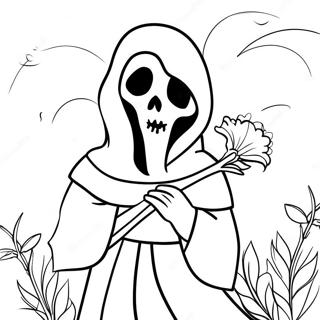 Cute Reaper With Flowers Coloring Page 53004-42311