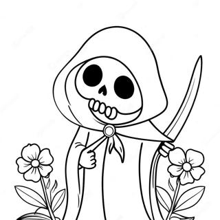 Cute Reaper With Flowers Coloring Page 53004-42312