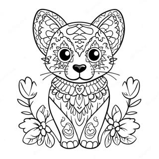 Animal Dia De Los Muertos Coloring Page 53023-42322