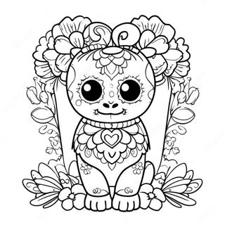 Animal Dia De Los Muertos Coloring Page 53023-42323