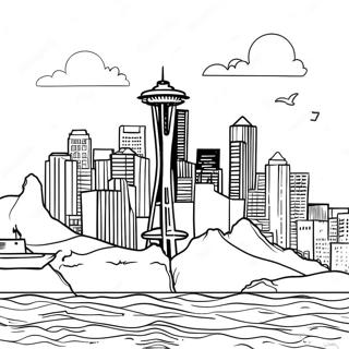 Seattle Skyline Coloring Page 53083-42366