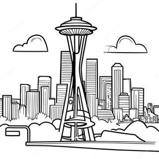 Colorful Seattle Space Needle Coloring Page 53084-42373