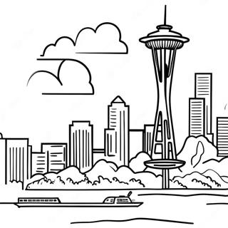 Colorful Seattle Space Needle Coloring Page 53084-42374