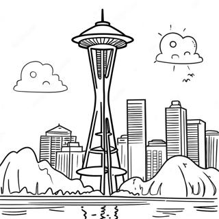 Colorful Seattle Space Needle Coloring Page 53084-42376