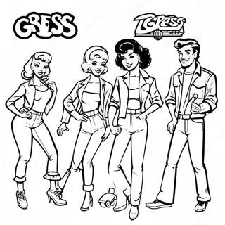 Grease Characters In Retro Outfits Coloring Page 53174-42445