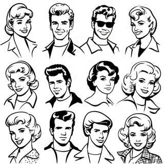 Grease Characters In Retro Outfits Coloring Page 53174-42448