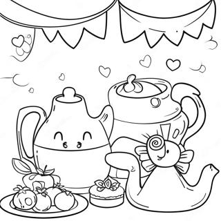 Whimsical Tea Party Coloring Page 5317-4353