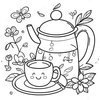 Whimsical Tea Party Coloring Page 5317-4355