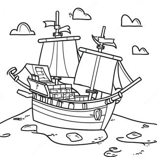 Colorful Lego Pirate Treasure Map Coloring Page 53184-42456