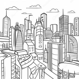 Futuristic Cityscape Coloring Page 53233-42489