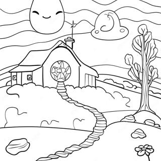 Starry Night Landscape Coloring Page 53264-42517