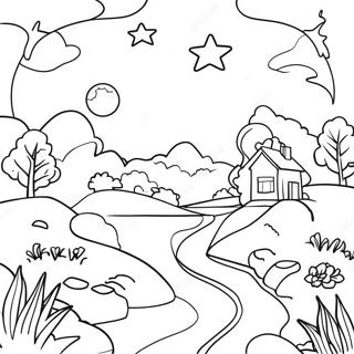 Starry Night Landscape Coloring Page 53264-42518