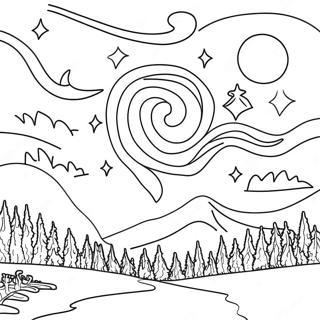 Starry Night Landscape Coloring Page 53264-42520