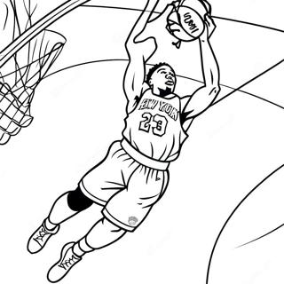 New York Knicks Player Dunking Coloring Page 53284-42533