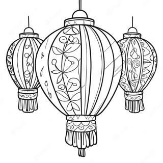 Colorful Chinese Lanterns Coloring Page 53354-42591