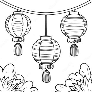 Colorful Chinese Lanterns Coloring Page 53354-42592