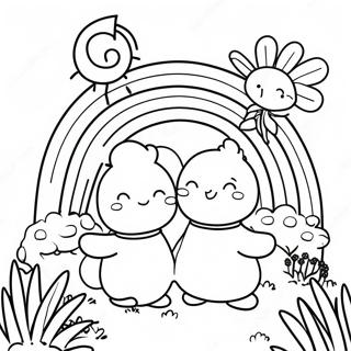 Colorful Rainbow Friends In A Garden Coloring Page 53374-42606