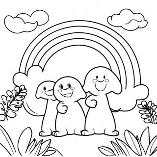 Colorful Rainbow Friends In A Garden Coloring Page 53374-42607