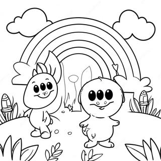 Colorful Rainbow Friends In A Garden Coloring Page 53374-42608