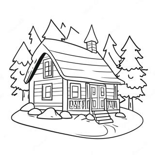 Cozy Winter Cabin Coloring Page 5337-4366