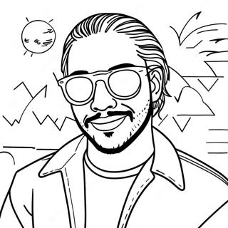 Post Malone With Cool Sunglasses Coloring Page 53394-42625