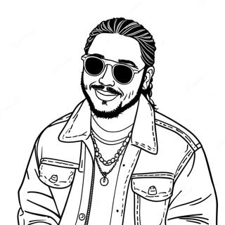 Post Malone With Cool Sunglasses Coloring Page 53394-42626