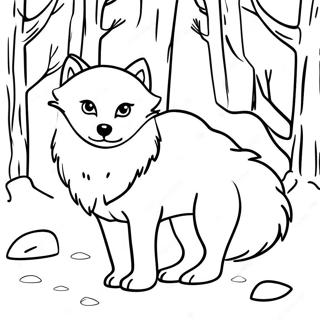 Arctic Fox In The Snow Coloring Page 53444-42662