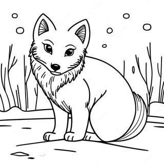 Arctic Fox In The Snow Coloring Page 53444-42663