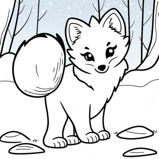 Arctic Fox In The Snow Coloring Page 53444-42664