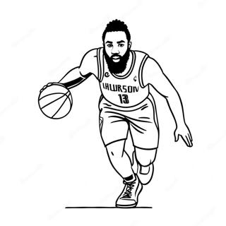 James Harden Dribbling The Basketball Coloring Page 53454-42671