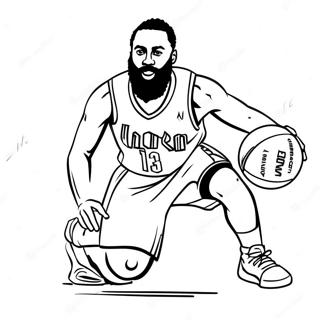 James Harden Dribbling The Basketball Coloring Page 53454-42672