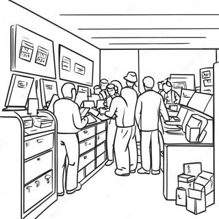 Busy Post Office Scene Coloring Page 53464-42675