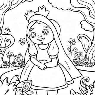 Psychedelic Alice In Wonderland Coloring Page 5346-4371