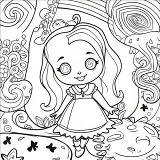 Psychedelic Alice In Wonderland Coloring Page 5346-4372