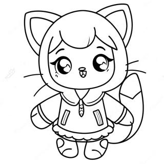 Anime Cat Girl In Cute Outfit Coloring Page 53493-42697