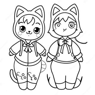 Anime Cat Girl In Cute Outfit Coloring Page 53493-42700