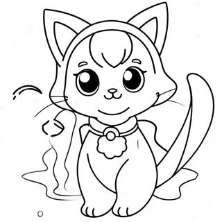 Anime Cat Girl With Magical Powers Coloring Page 53494-42701