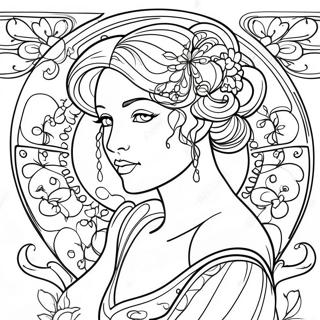 Elegant Art Nouveau Lady Coloring Page 53504-42713