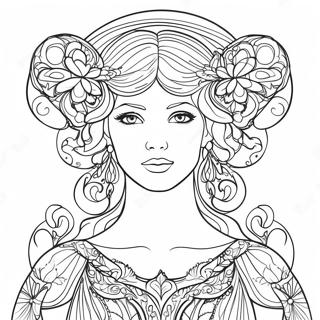 Elegant Art Nouveau Lady Coloring Page 53504-42714